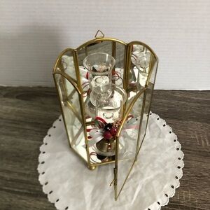 Vtg Floral Brass Curio Holiday Candle Sconce